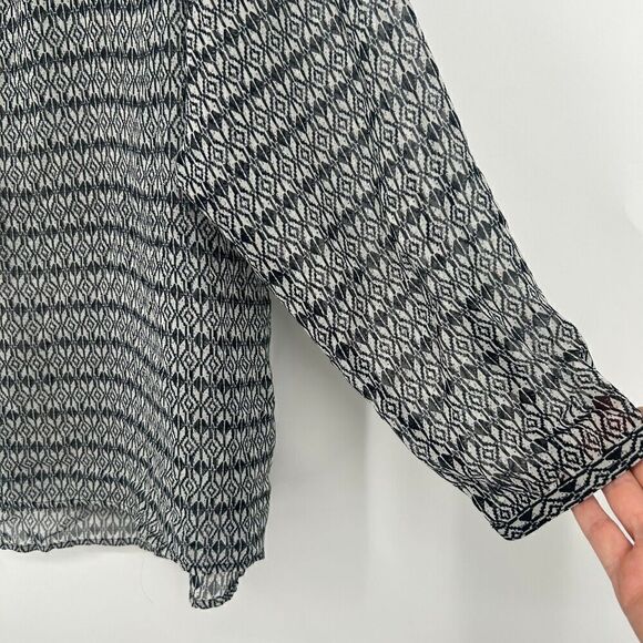 Old Navy Black Sheer Boho Top Split Neck Drop Shoulder Dolman Sleeve Size XL - Picture 4 of 10